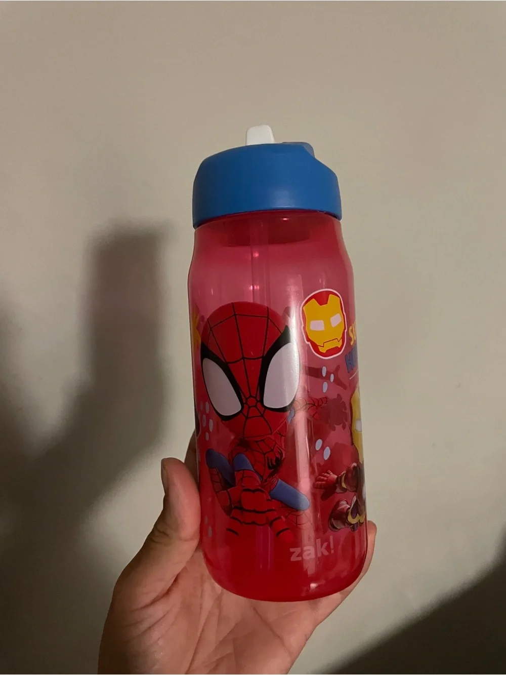Kids' Pink Spider-Gwen Water Bottle with Blue Lid